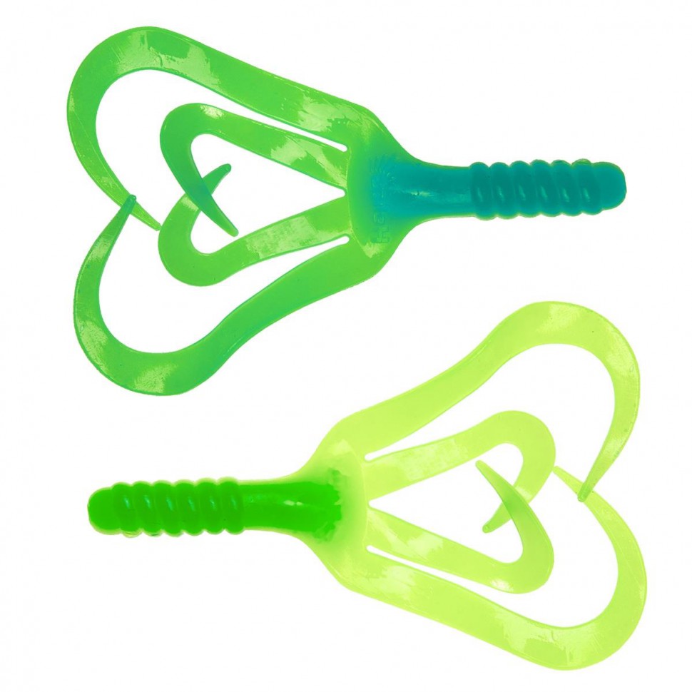 Твистер Helios Credo Four Tail 2,35"/6,0 см, цвет Blue Lime 10 шт HS-20-040 , 